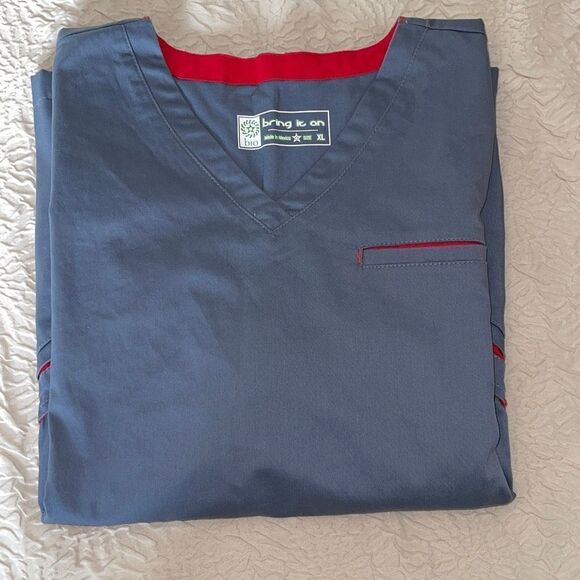 Bio Bring it On Medical Scrub Top.‎ Size XL Gray - Picture 8 of 9